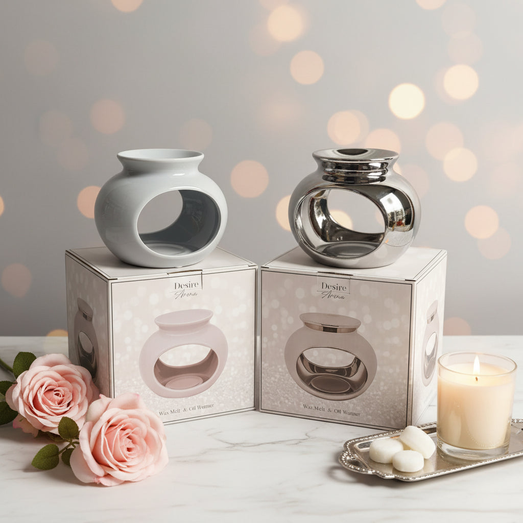 Oval cut out shape wax melt fragrance oil Burner # silver and Grey - Candle & Wax Melt Supplies