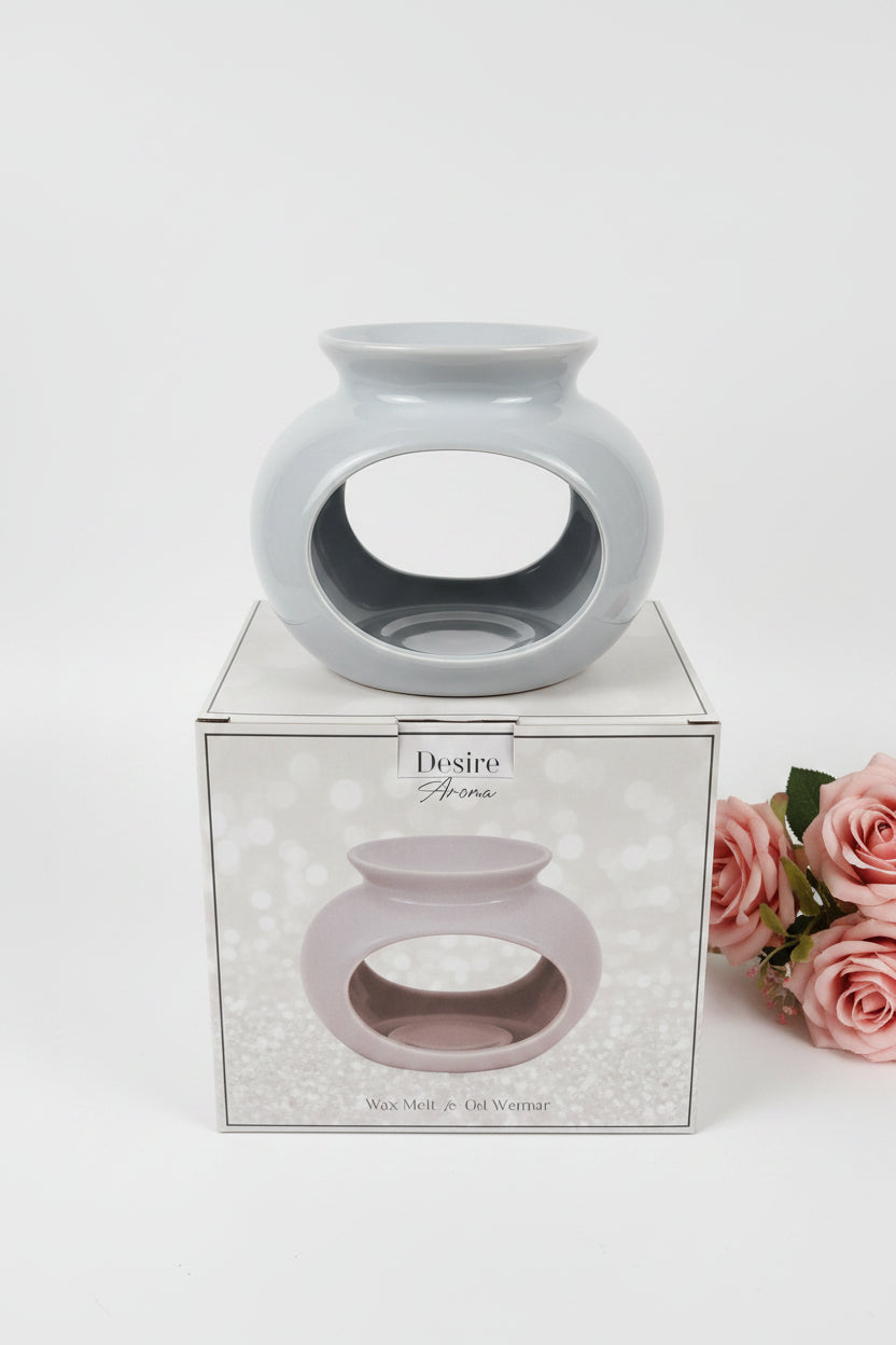 Oval cut out shape wax melt fragrance oil Burner # silver and Grey - Candle & Wax Melt Supplies