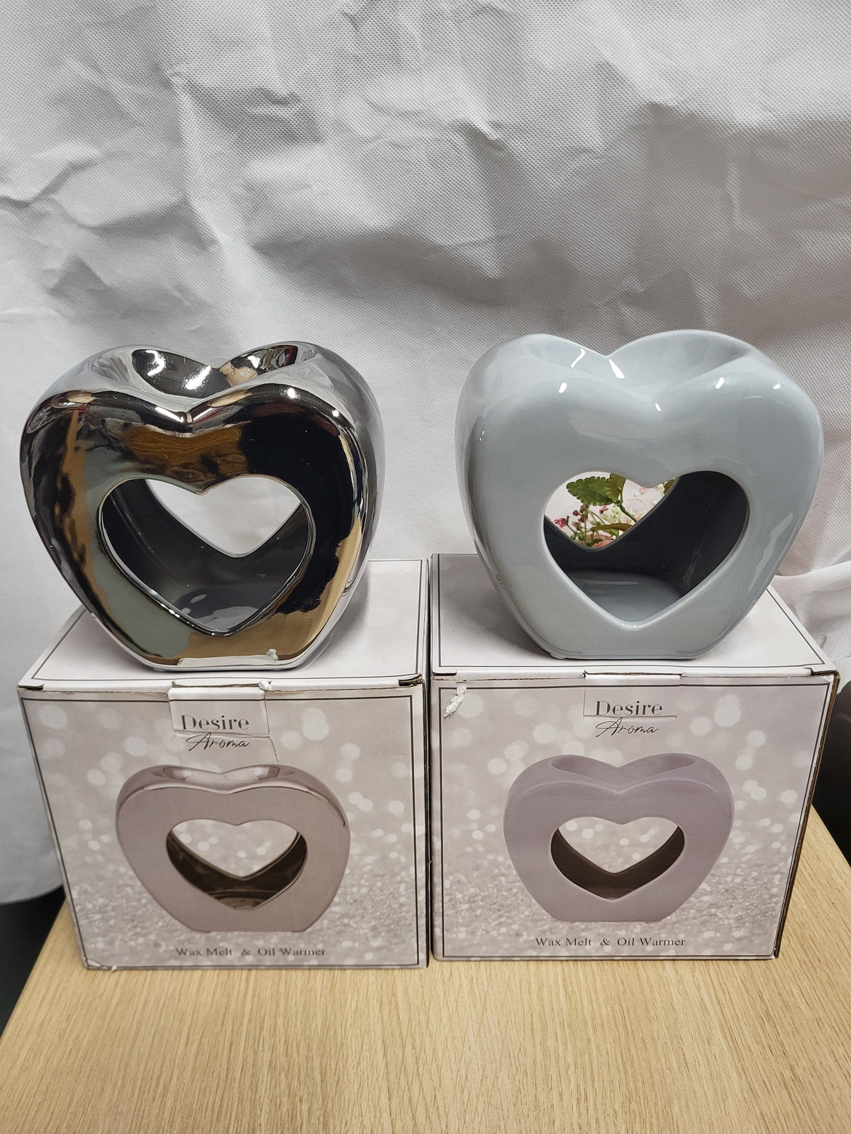 Heart Wax Melt/Oil Burner # silver and Grey - Candle & Wax Melt Supplies