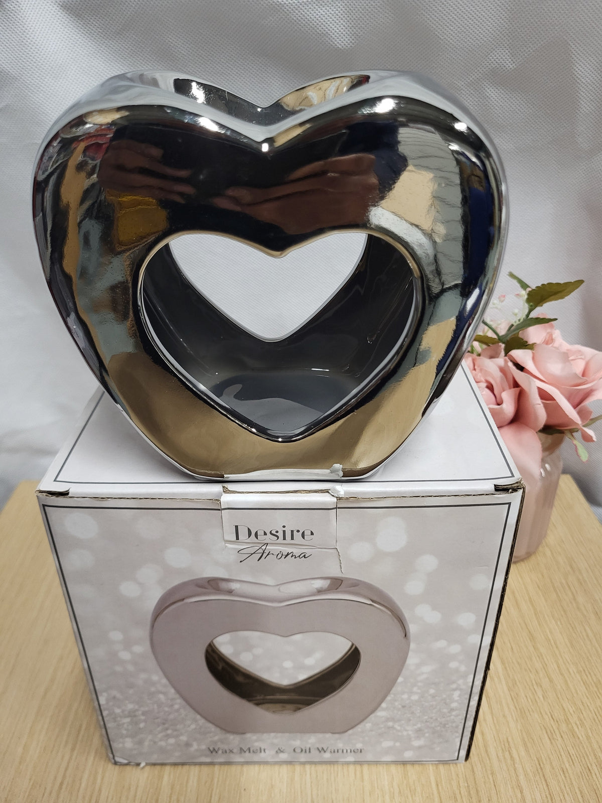 Heart Wax Melt/Oil Burner # silver and Grey - Candle & Wax Melt Supplies