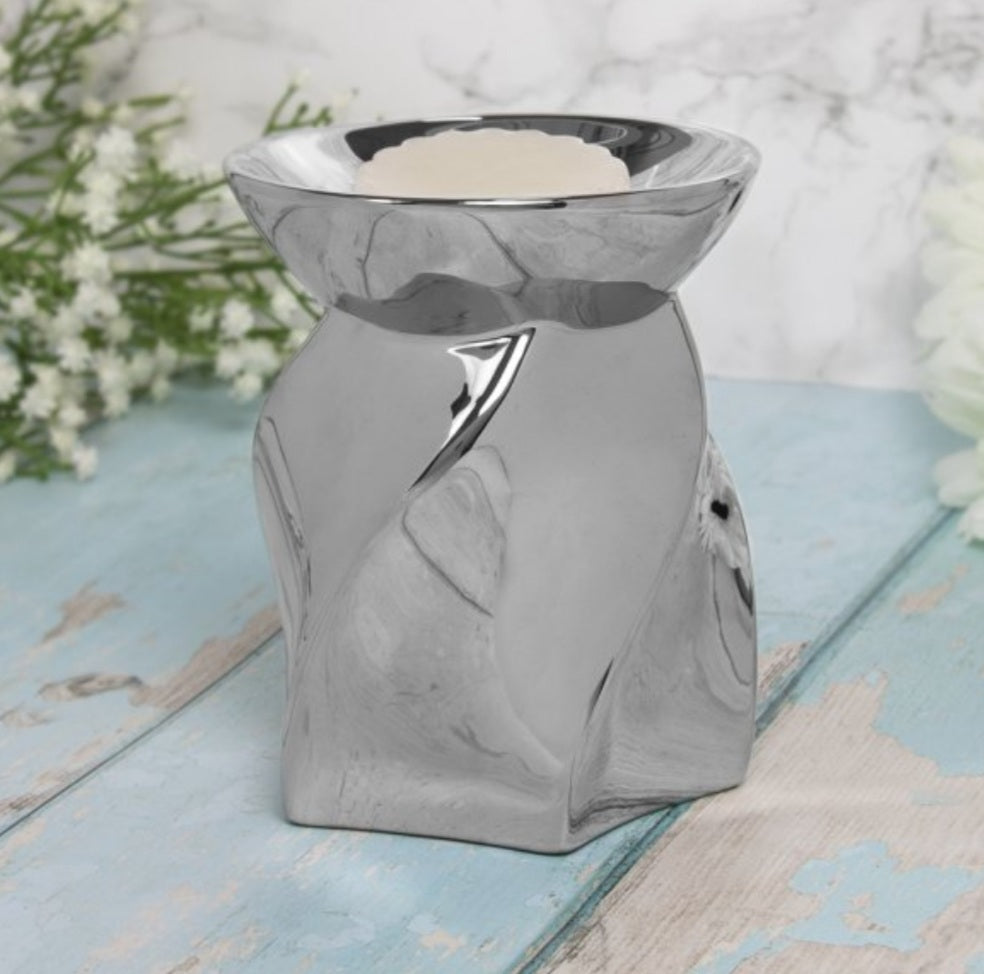 Twist Wax Melt/Oil Burner - Silver - Candle & Wax Melt Supplies