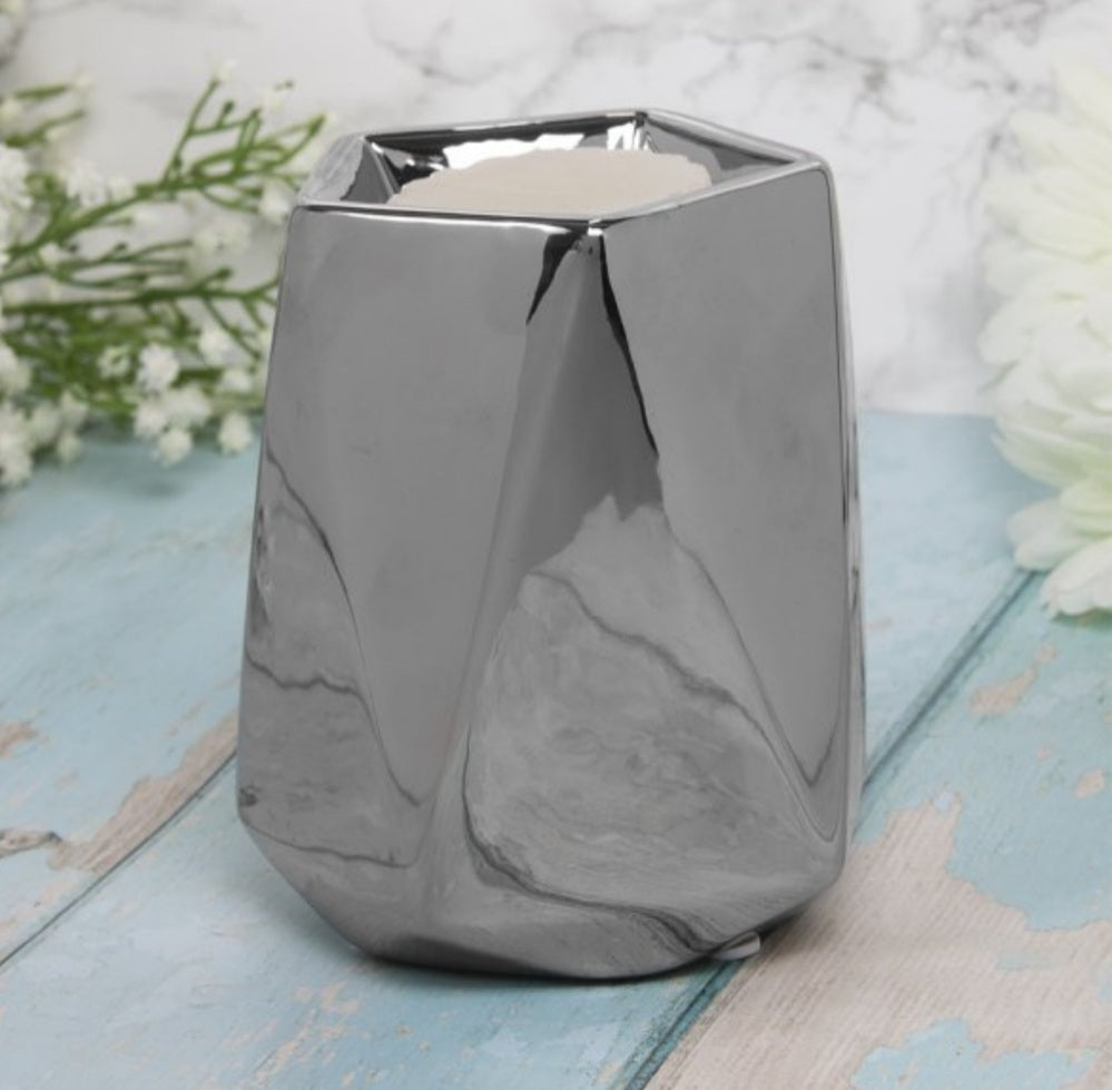 Geo Wax Melt/Oil Burner- Silver - Candle & Wax Melt Supplies