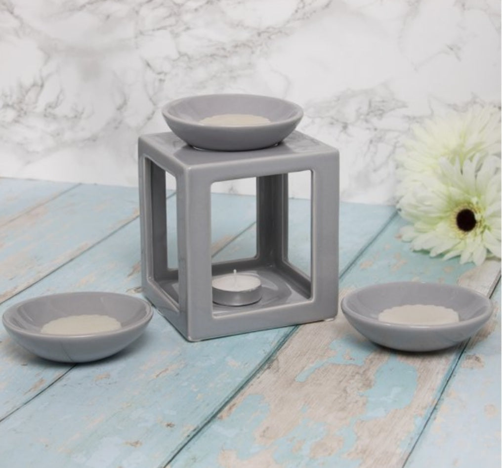 Square Cube Wax Melt Oil Burner Sets comes with 3 dish - Candle & Wax Melt Supplies