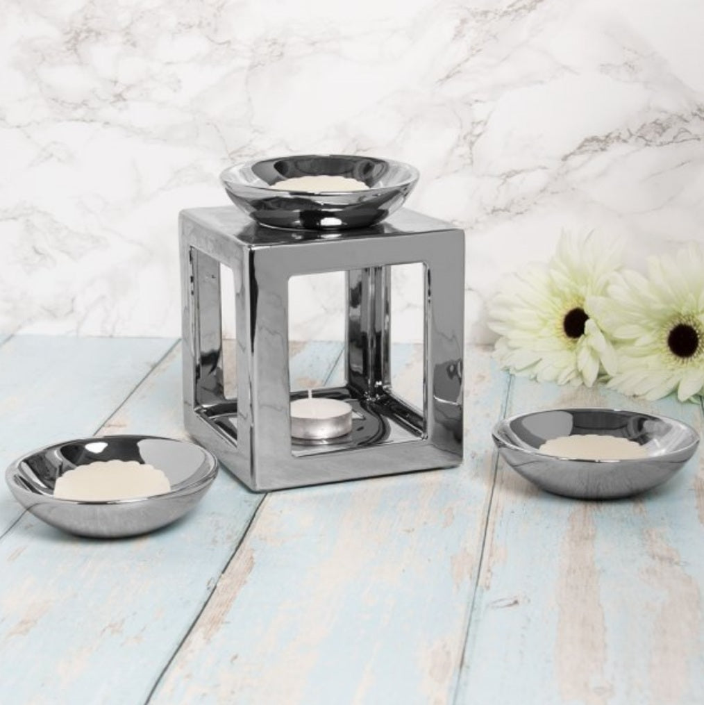 Square Cube Wax Melt Oil Burner Sets comes with 3 dish - Candle & Wax Melt Supplies