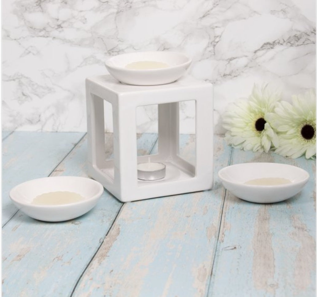 Square Cube Wax Melt Oil Burner Sets comes with 3 dish - Candle & Wax Melt Supplies