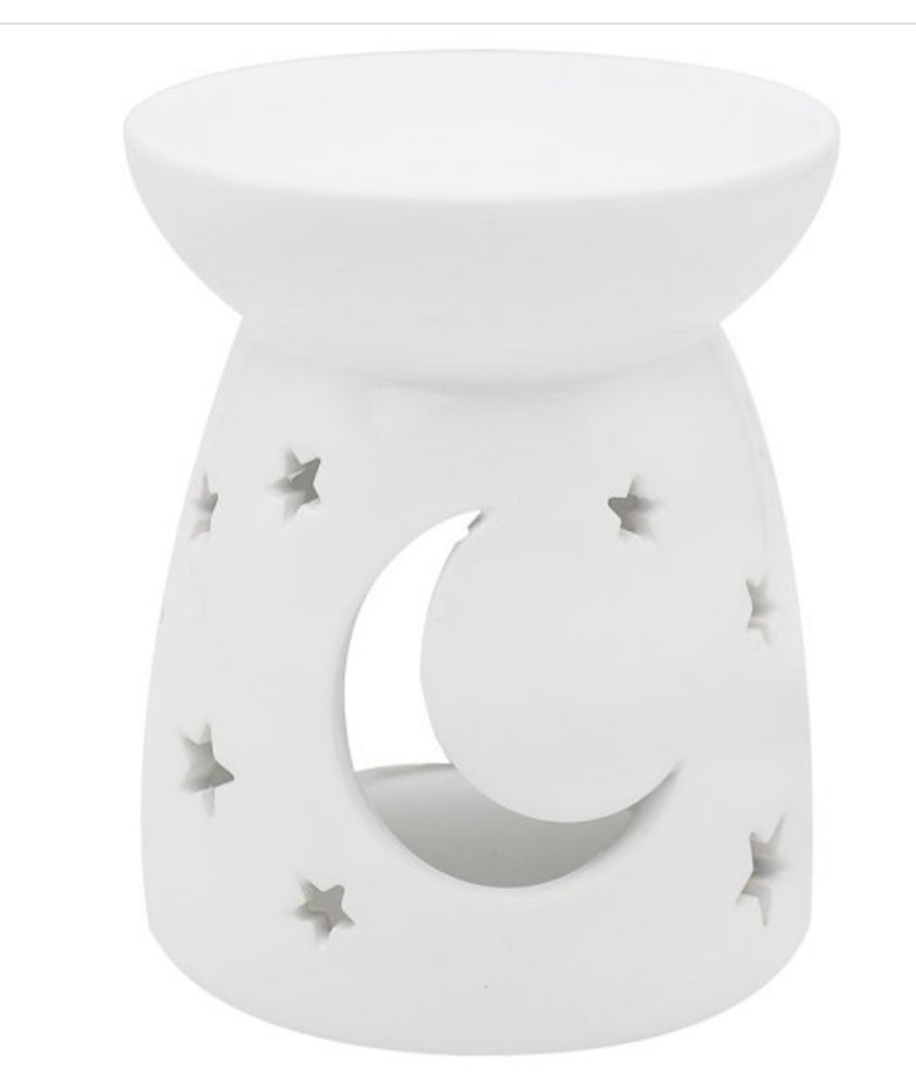 Moon & Star Wax Melt/Oil Burner - White - Candle & Wax Melt Supplies